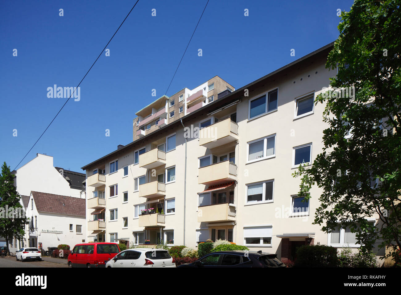 white multifamily houses, windows, Bremerhaven Stock Photo Alamy