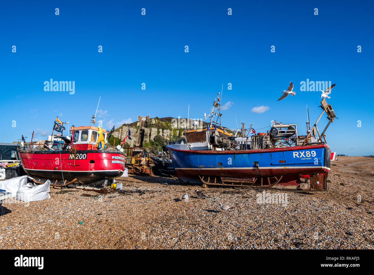 Working area for Hastings fishing fleet at RockaNore, Hastings, East