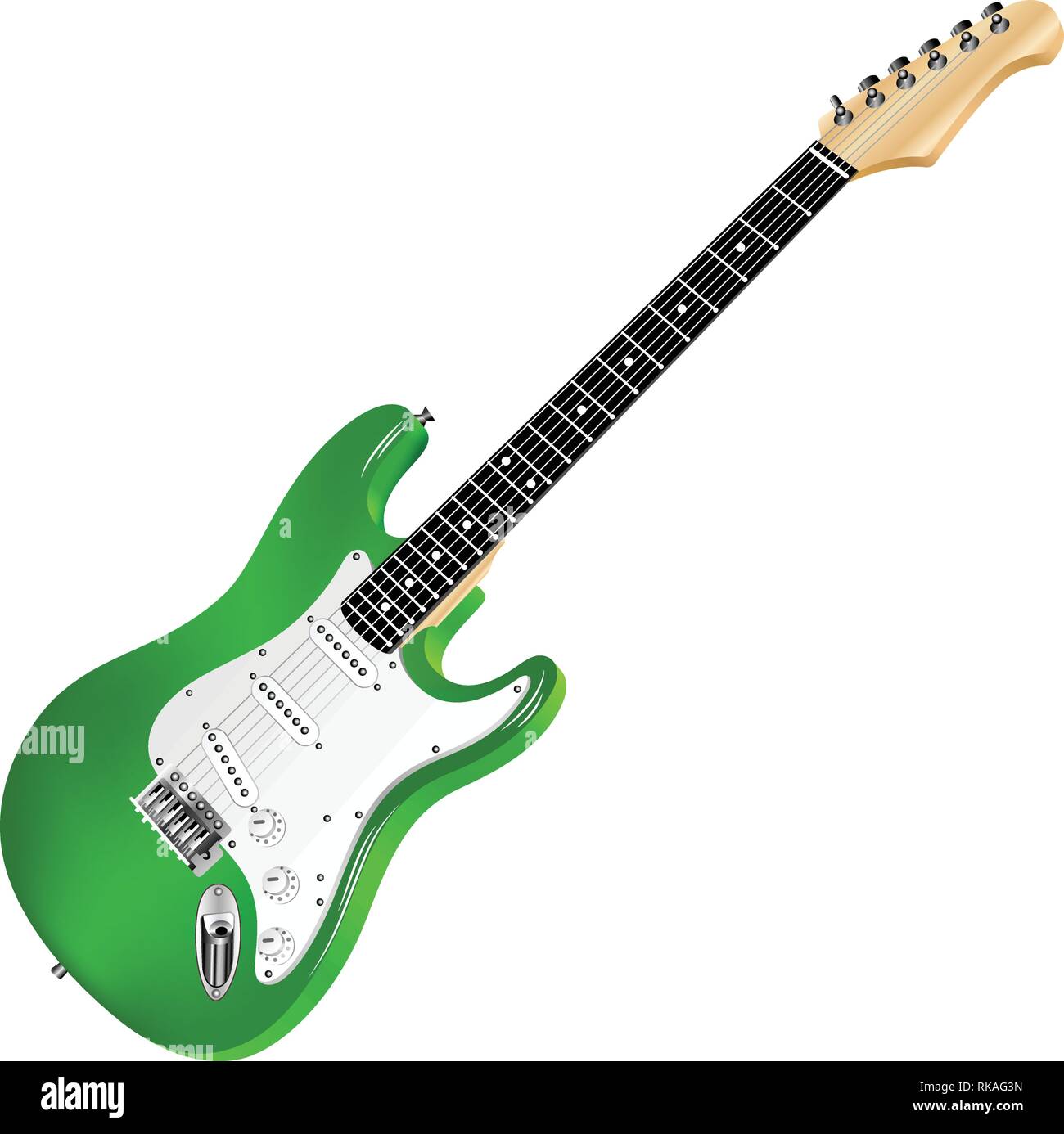 Green electric guitar, classic. Stock Vector