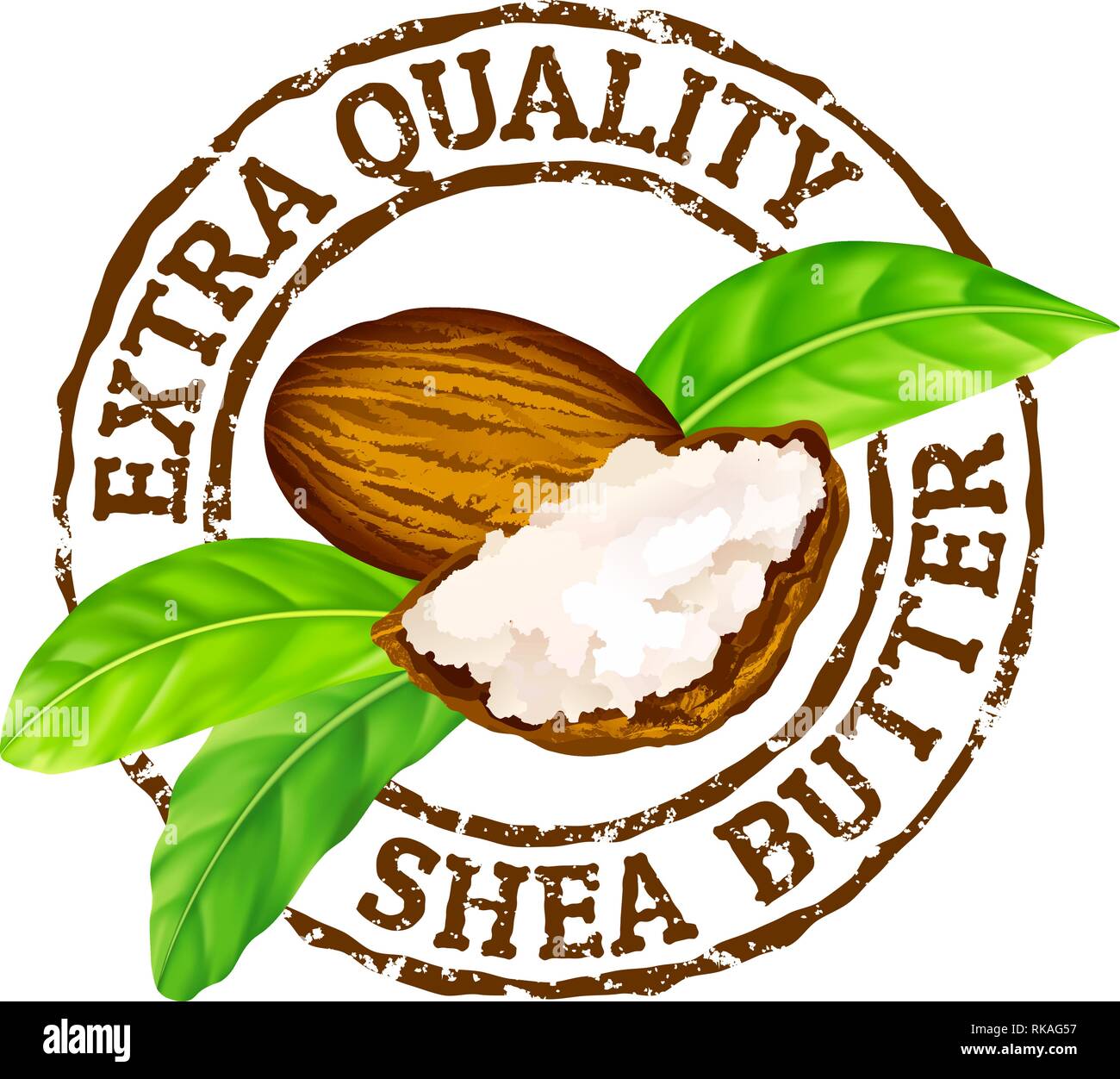 Vector grunge rubber stamp extra quality shea butter on a white