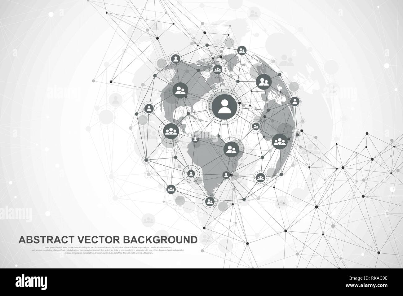 Global network connection concept. Big data visualization. Social network communication in the global computer networks. Internet technology. Business Stock Vector