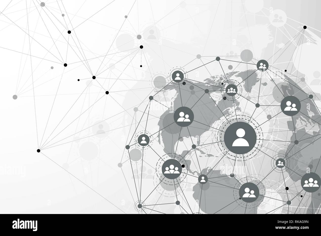 Global network connection concept. Big data visualization. Social ...