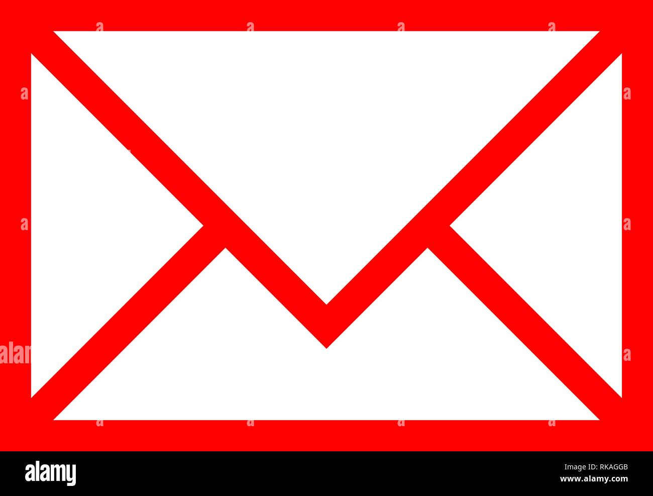 Mail symbol icon - red simple outline, isolated - vector illustration ...
