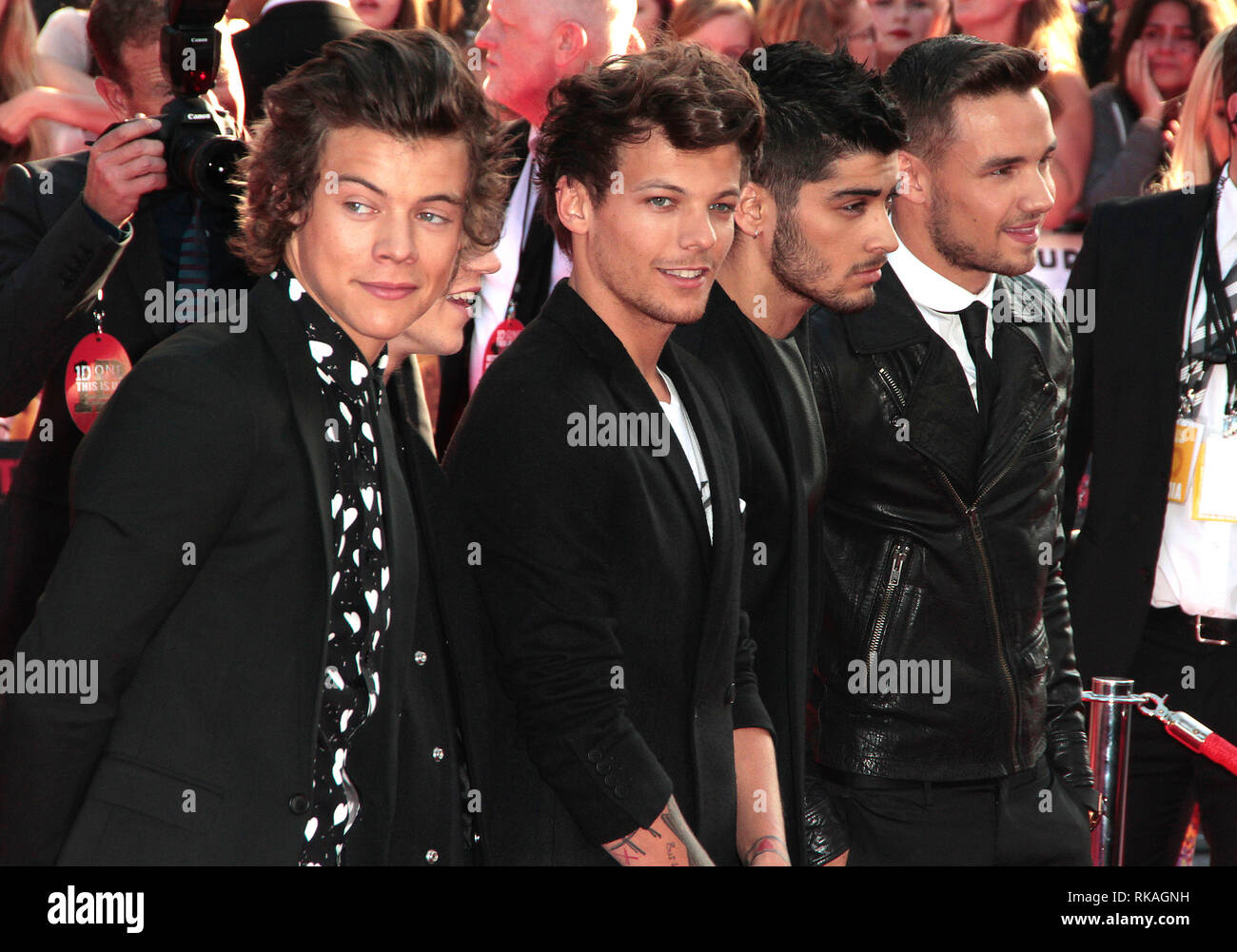 One Direction This Is Us World Premiere Empire Leicester Square London Photo Shows One Direction Members Harry Styles Niall Horan Louis Tomli Stock Photo Alamy