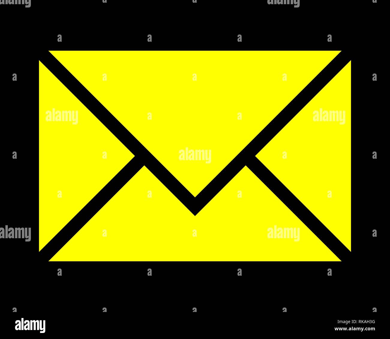 Mail symbol icon - yellow simple, isolated - vector illustration Stock Vector