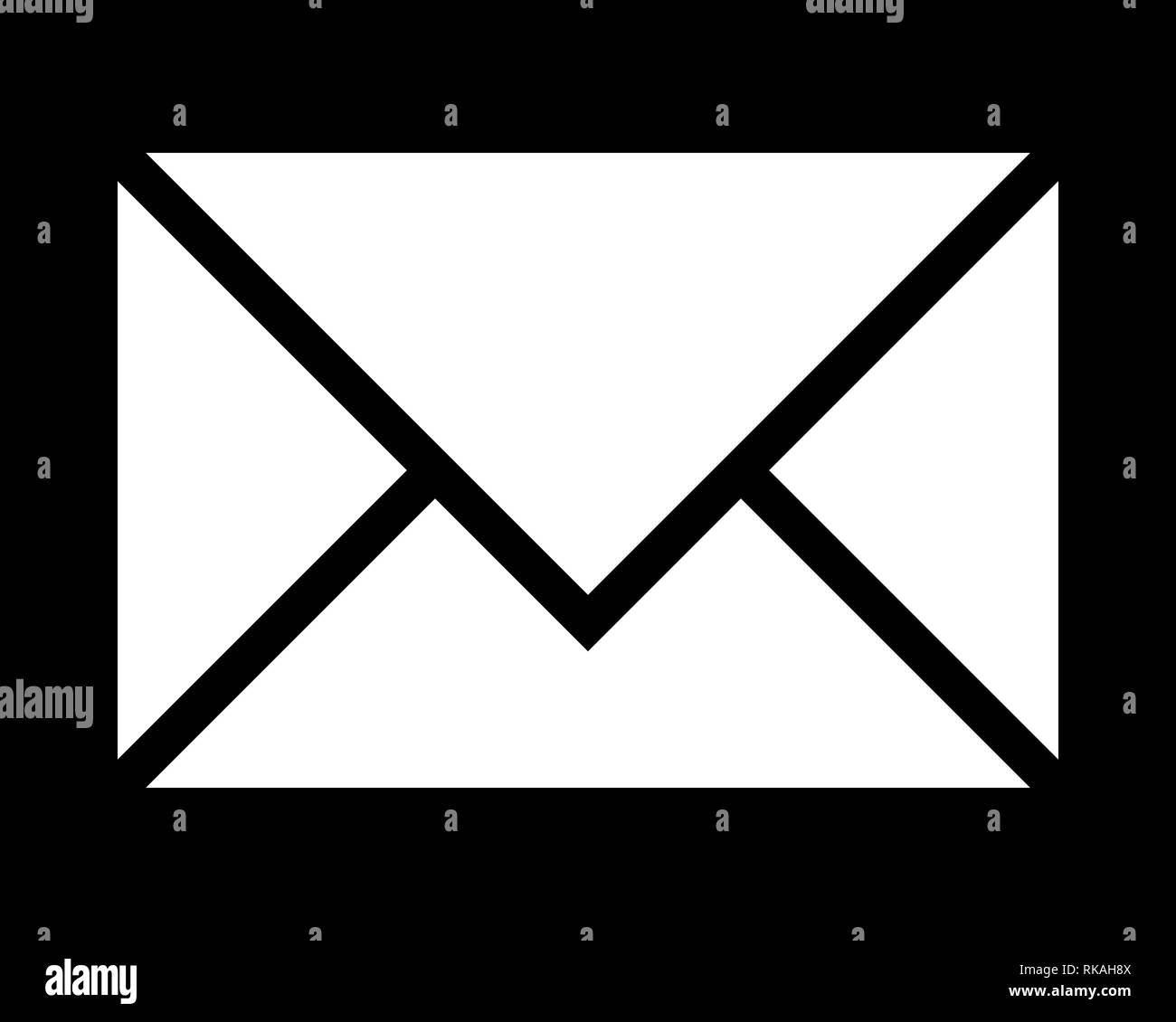 Mail symbol icon - white simple, isolated - vector illustration Stock Vector