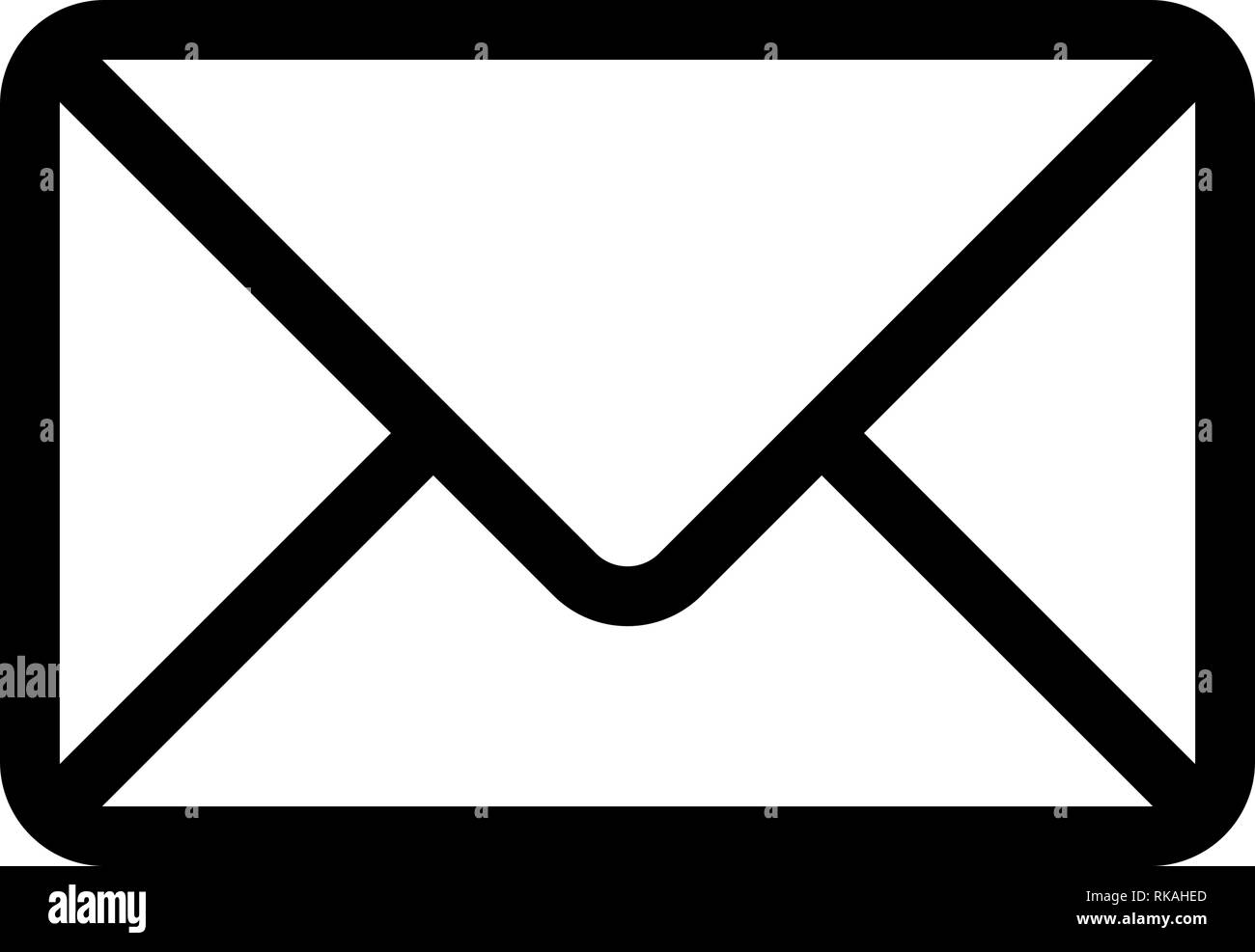 Mail symbol icon - black simple outline with rounded corners, isolated ...
