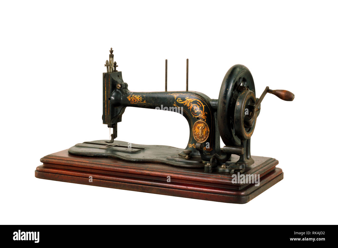 vintage sewing machine isolated on white background Stock Photo - Alamy