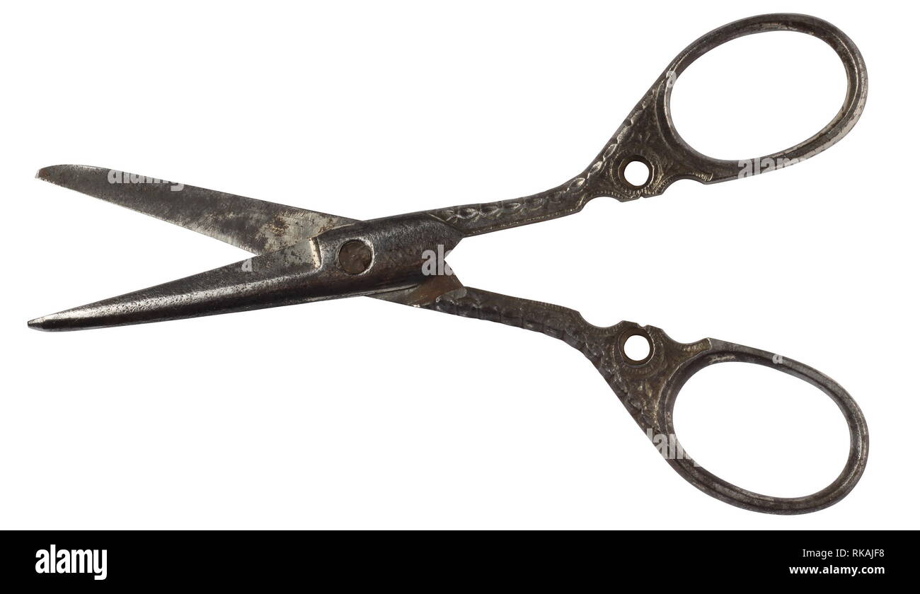 Antique vintage scissors isolated on white background Stock Photo Alamy