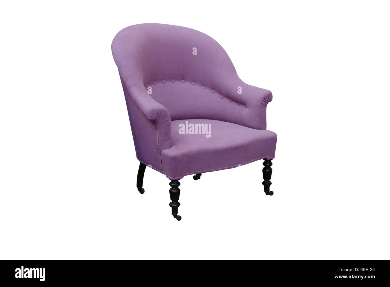 Pink antique arm chair with clipping path on white background Stock Photo