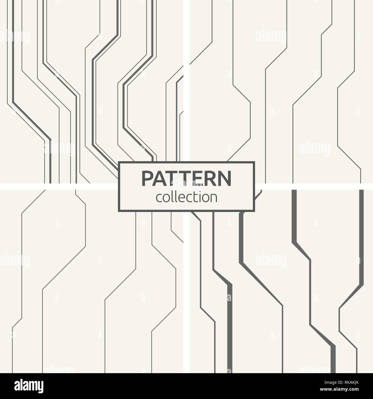 Set of four abstract vector seamless pattern of lines. Stylish texture. Background in high tech style. Stock Vector