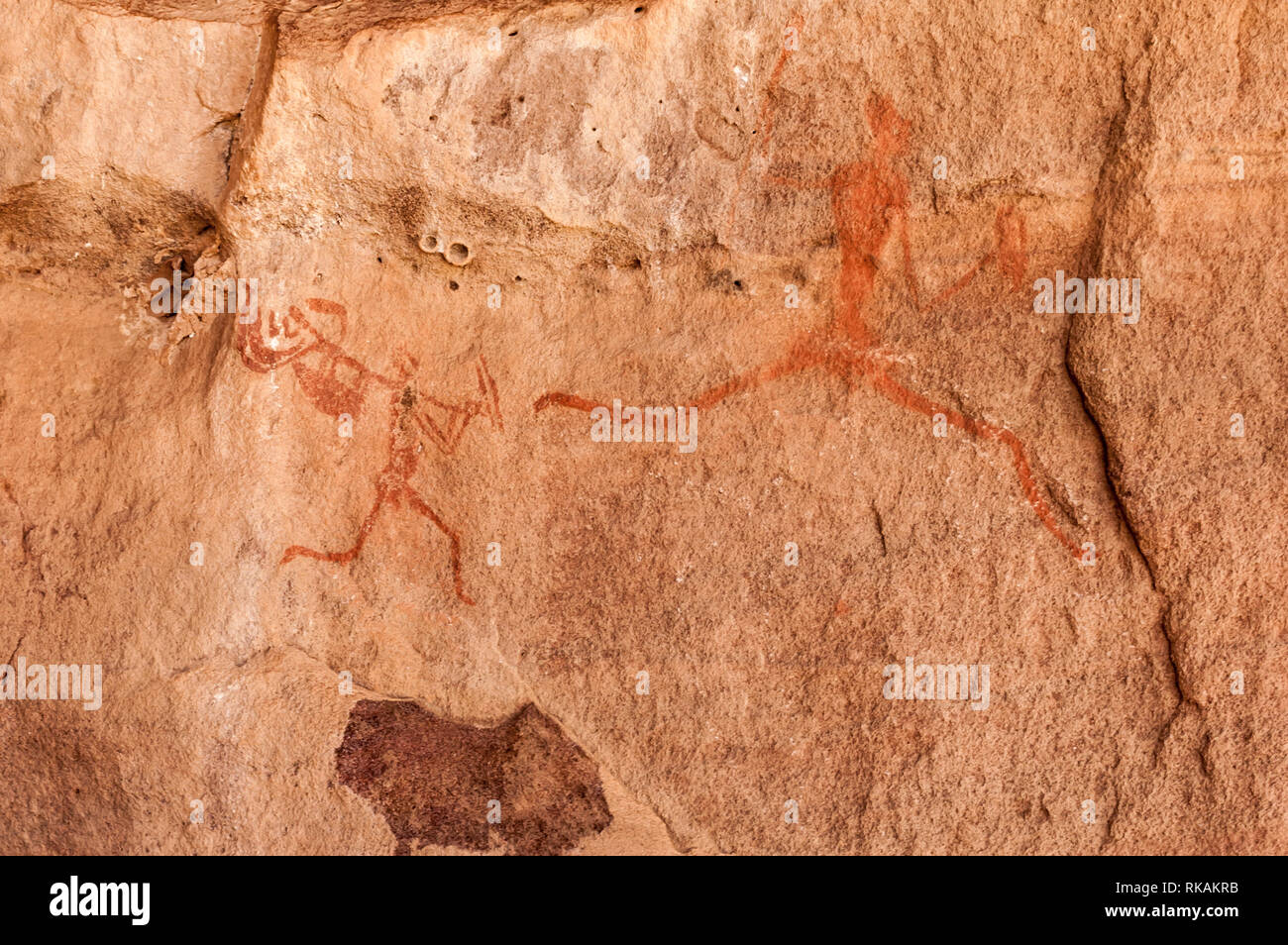 Prehistoric Petroglyphs - Rock Art - Akakus (Acacus) Mountains, Sahara, Libya Stock Photo