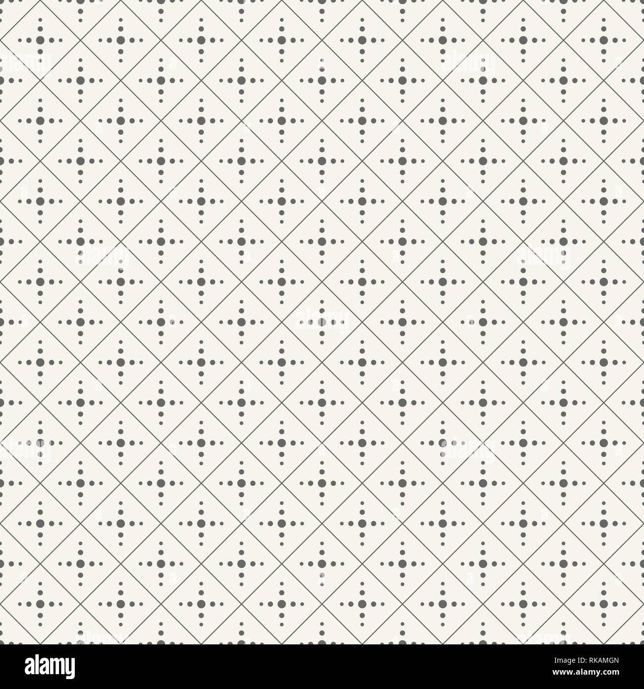 Seamless minimalistic pattern. Repeating geometric rhombuses with intersecting dashed lines inside. Modern stylish texture. Vector background. Stock Vector