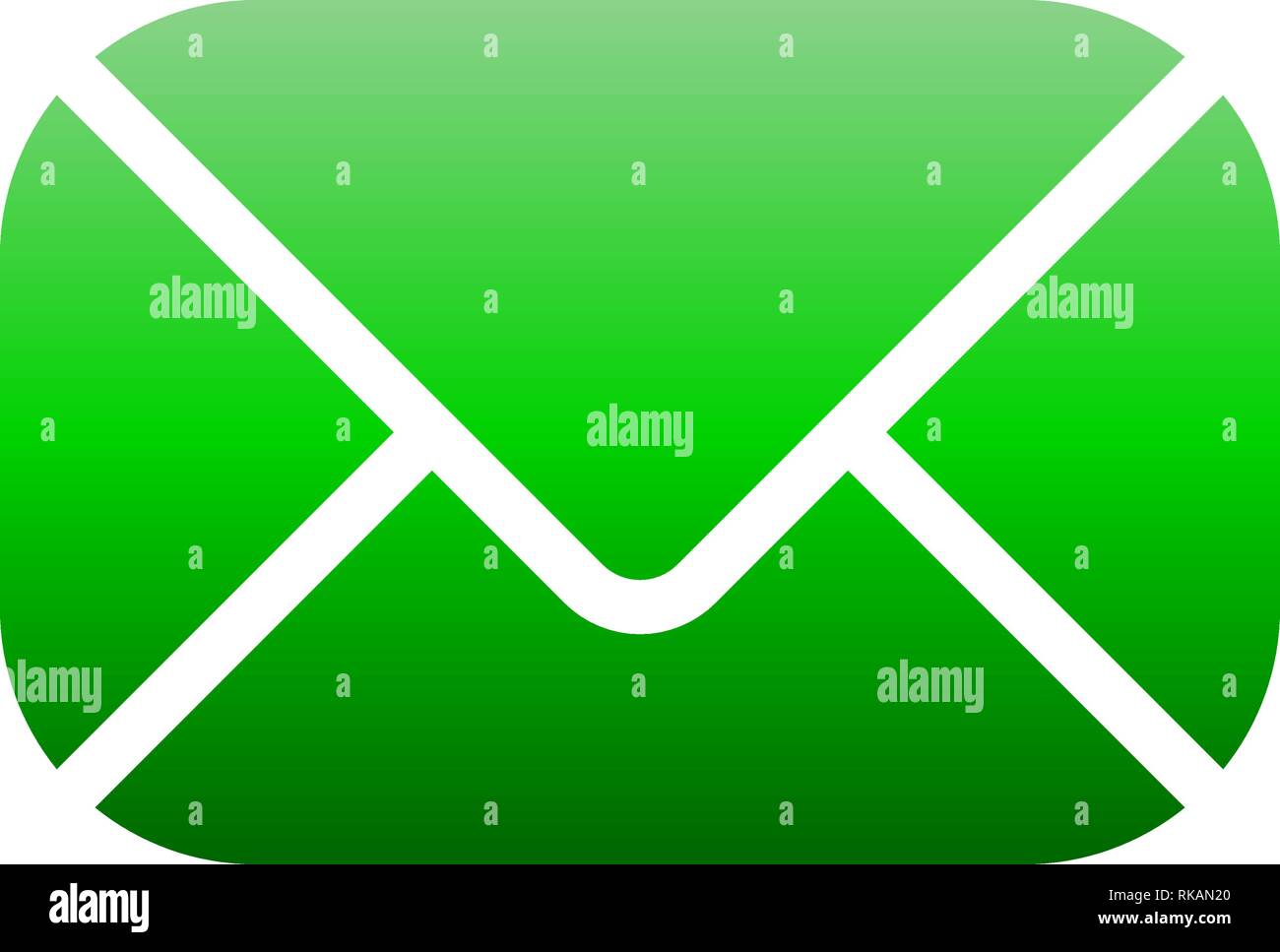 Mail symbol icon - green gradient with rounded corners, isolated ...