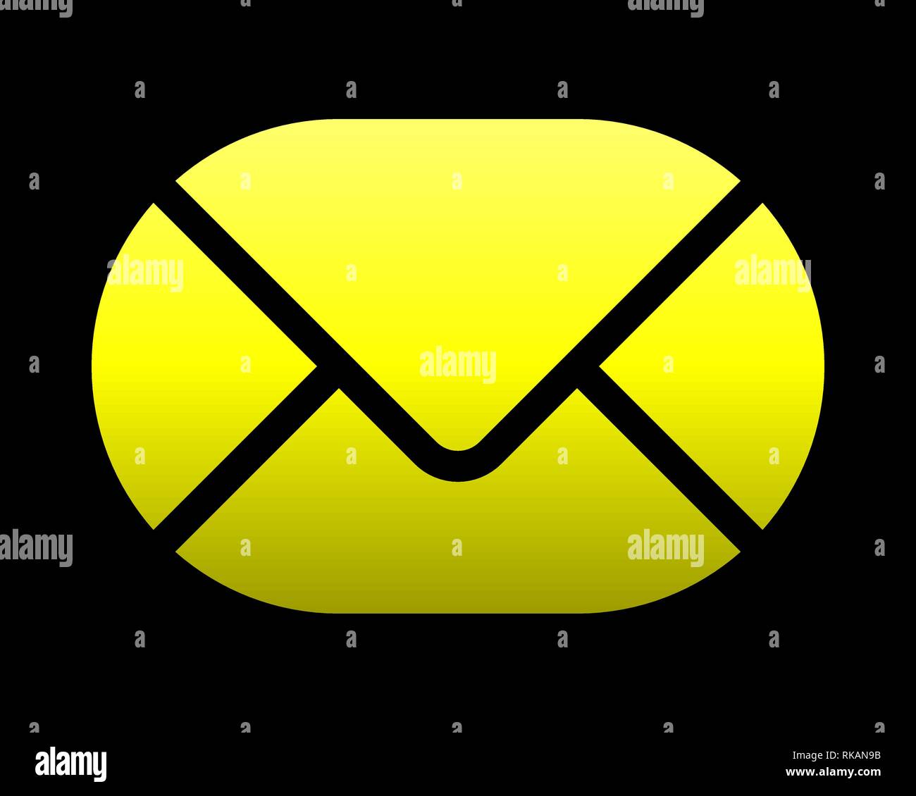 Mail symbol icon - yellow gradient rounded, isolated - vector ...
