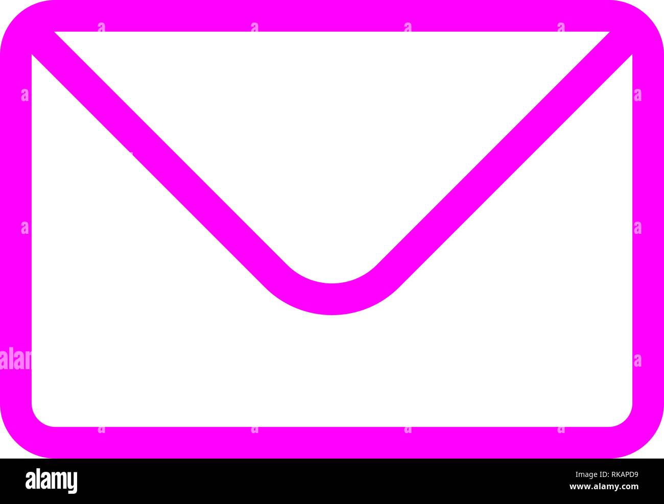 Mail symbol icon - purple simple outline with rounded corners, isolated ...