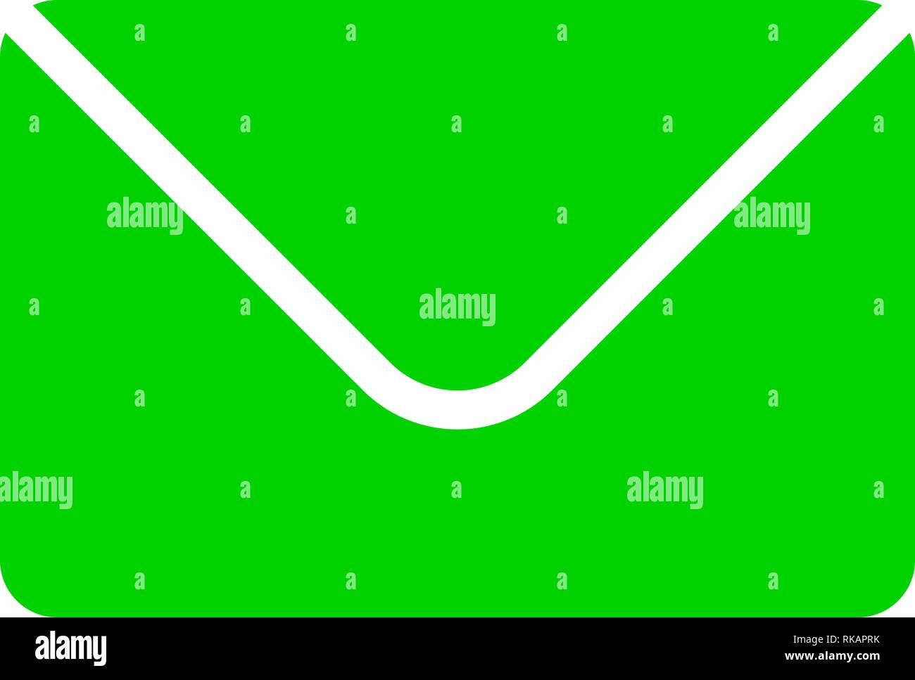 Mail symbol icon - green simple with rounded corners, isolated - vector ...