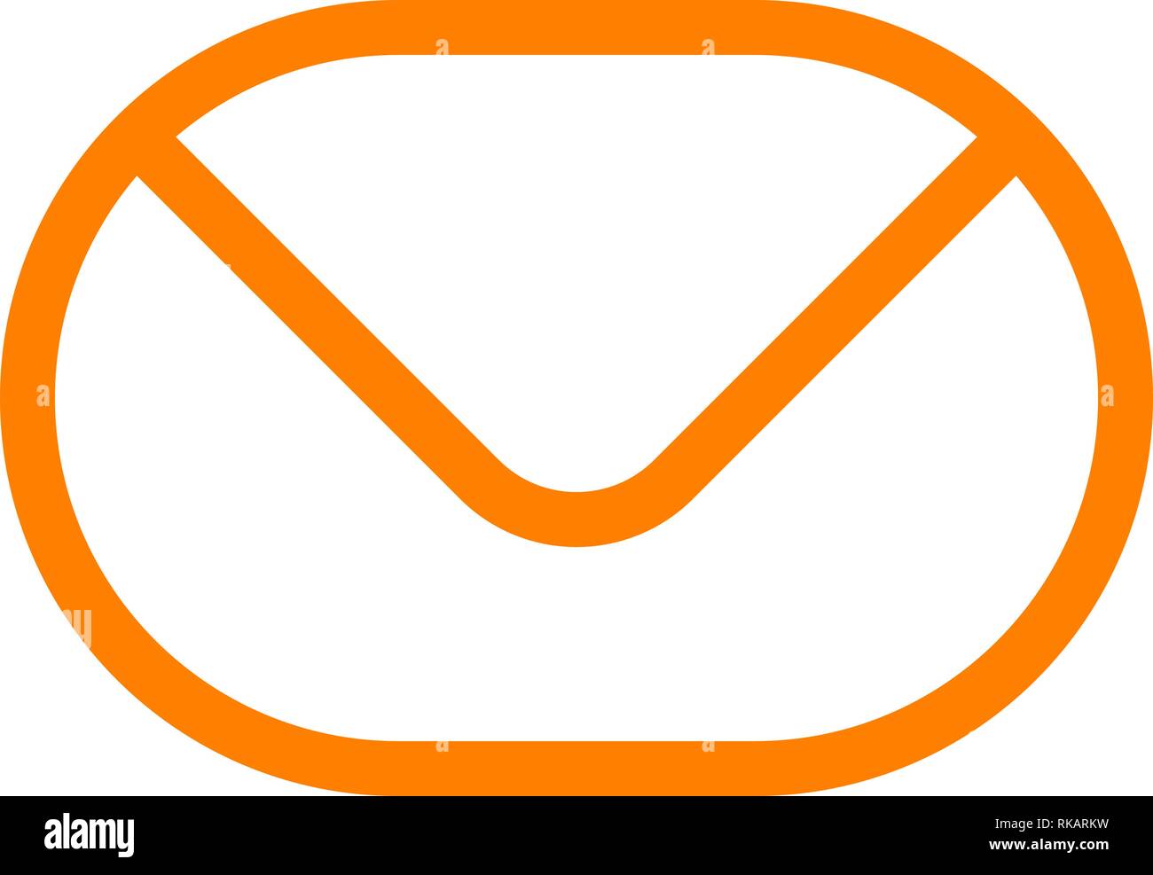 Mail symbol icon - orange simple outline rounded, isolated - vector ...