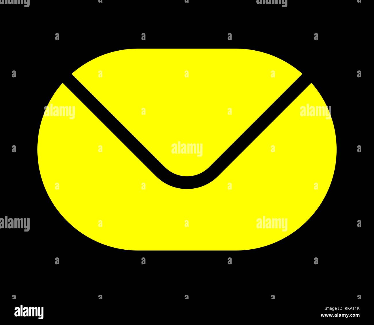 Mail symbol icon - yellow simple rounded, isolated - vector ...