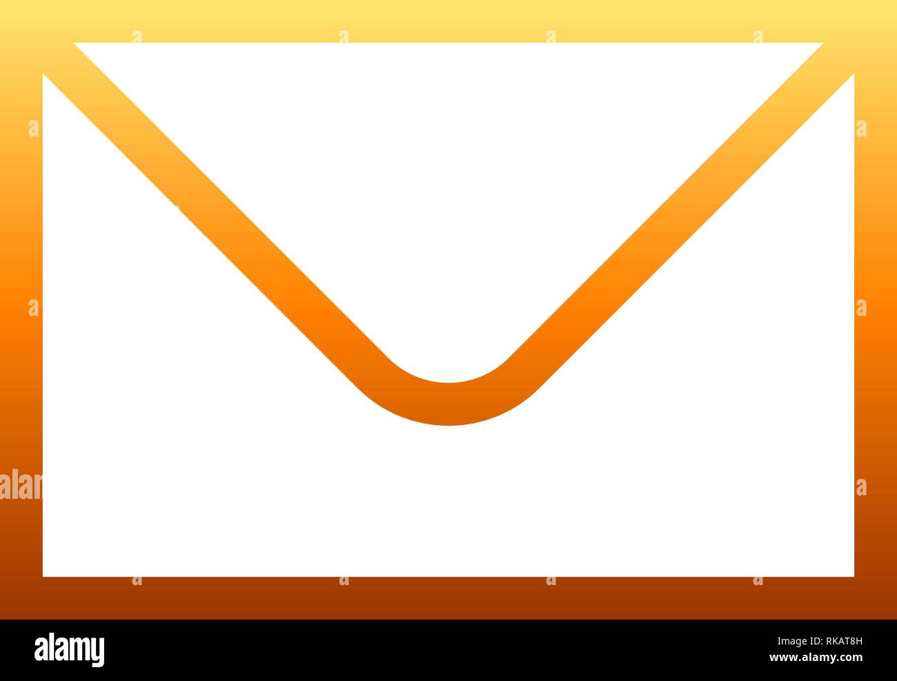 Mail symbol icon - orange gradient outline, isolated - vector ...