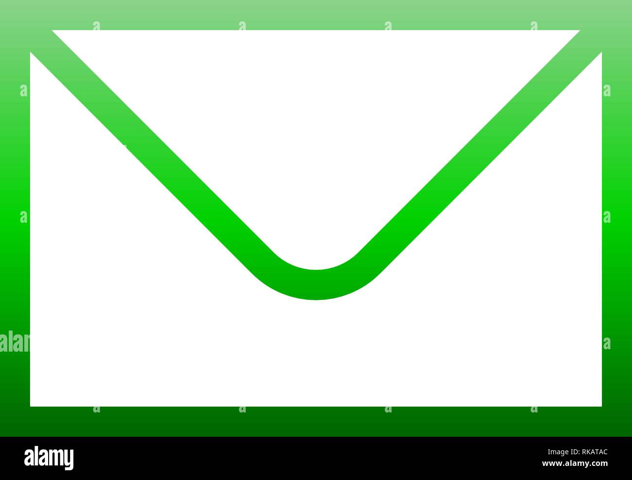 Mail symbol icon - green gradient outline, isolated - vector
