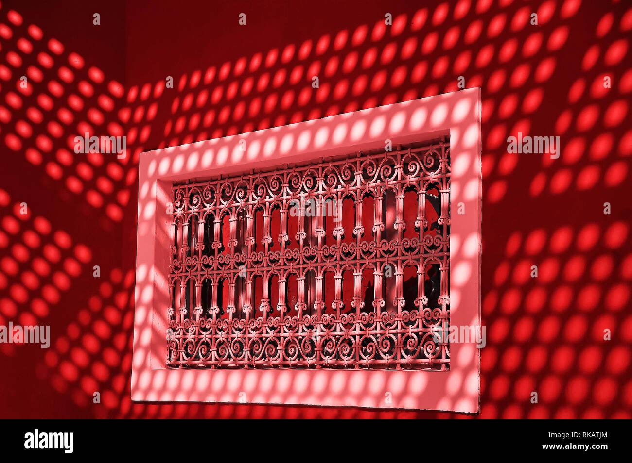 Window with carved lattice. Light and shadow. Toned image Stock Photo ...