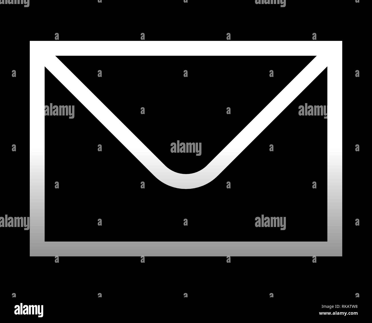 Mail symbol icon - white gradient outline, isolated - vector ...
