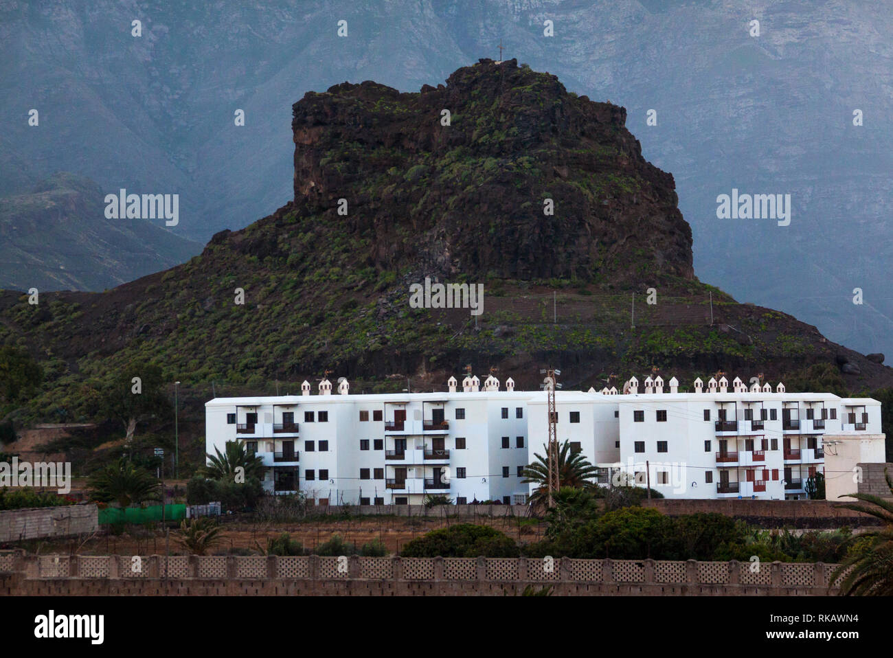 Apartments beach of Agaete, Gran Canaria Stock Photo