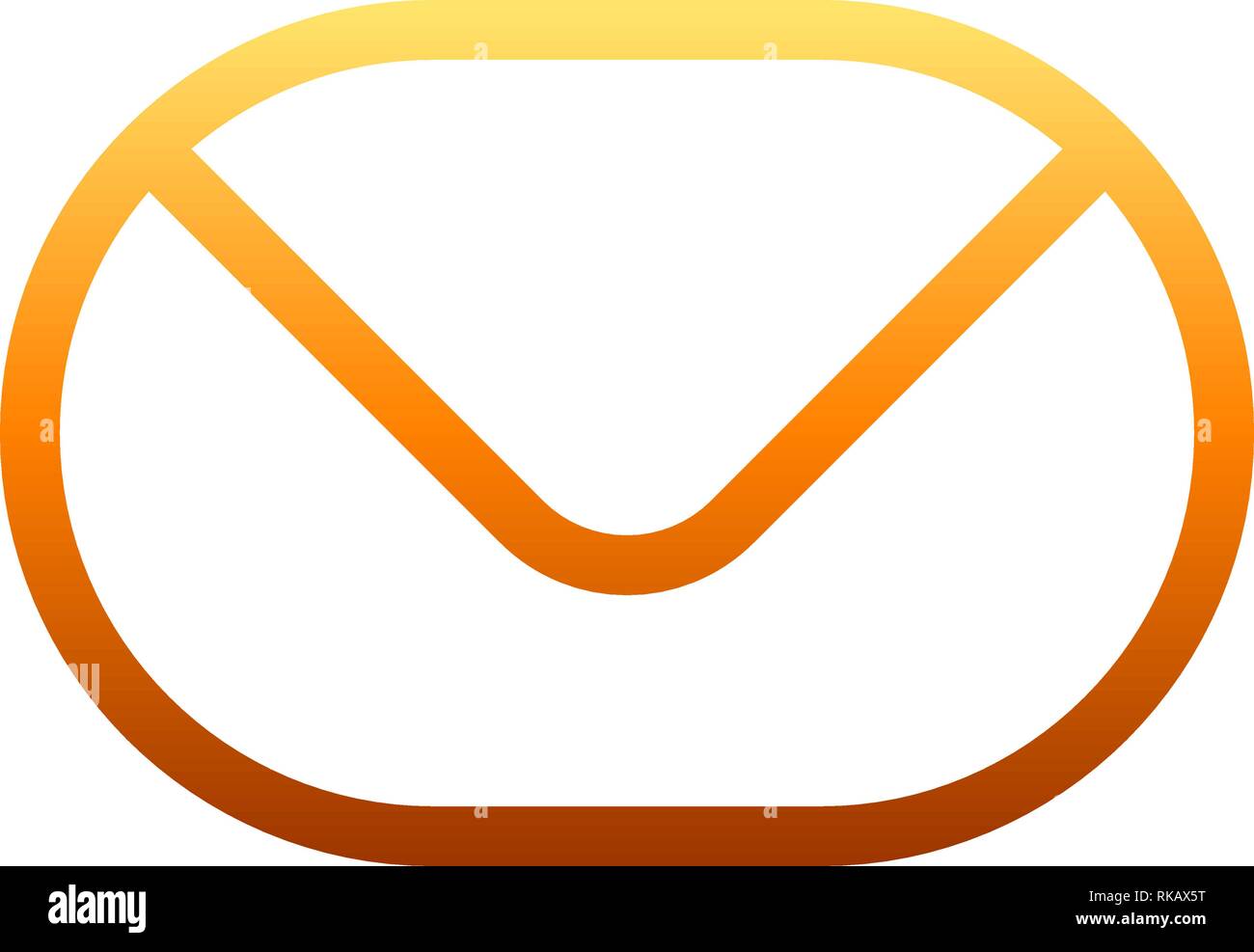 Mail symbol icon - orange gradient outline rounded, isolated - vector