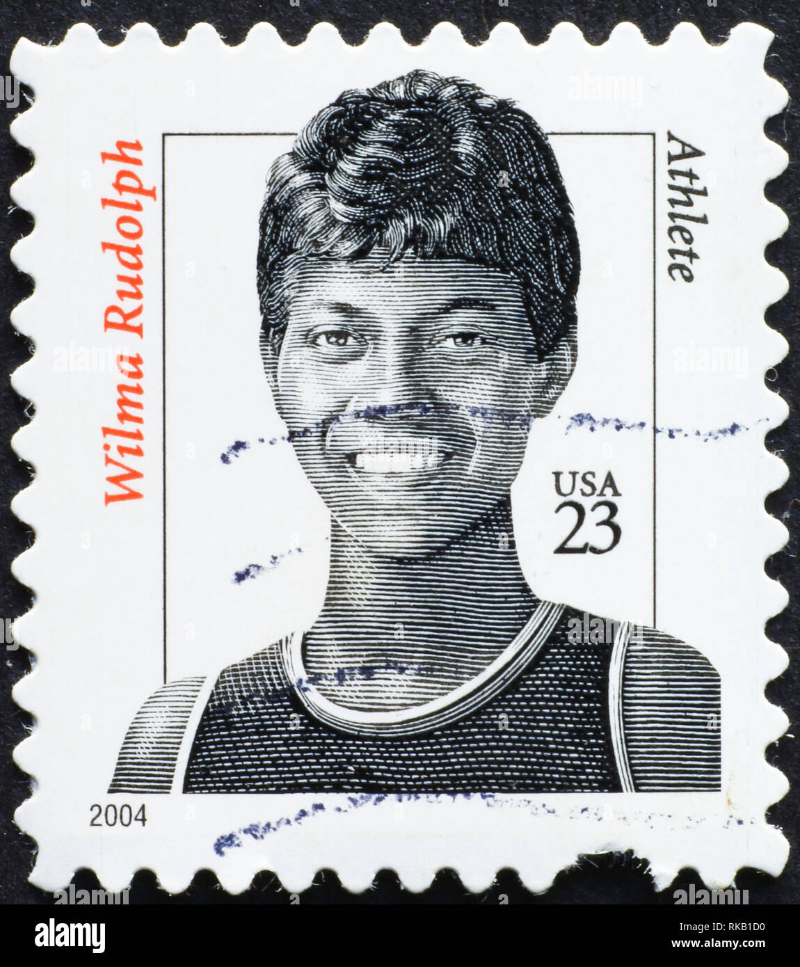 Wilma Rudolph on american postage stamp Stock Photo