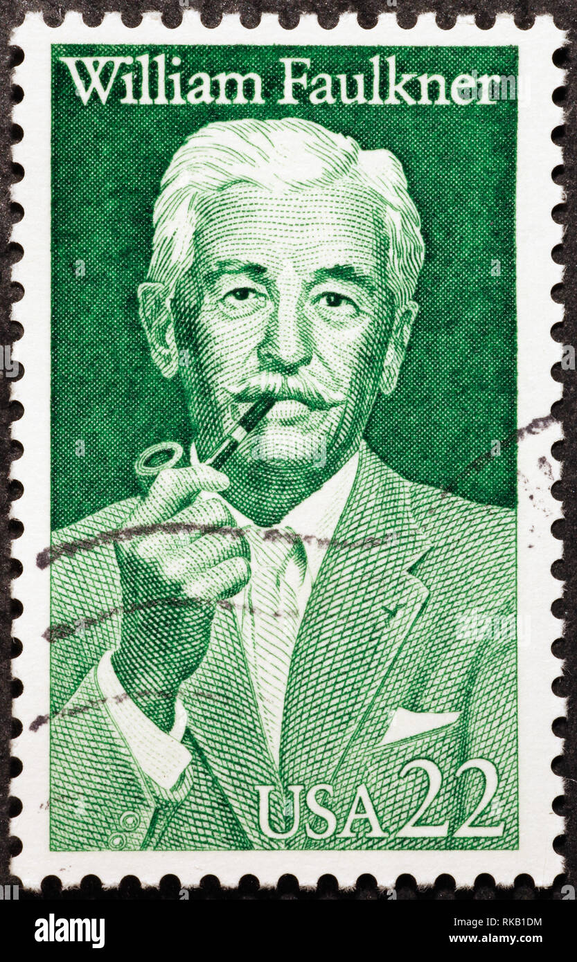 Writer William Faulkner on american postage stamp Stock Photo