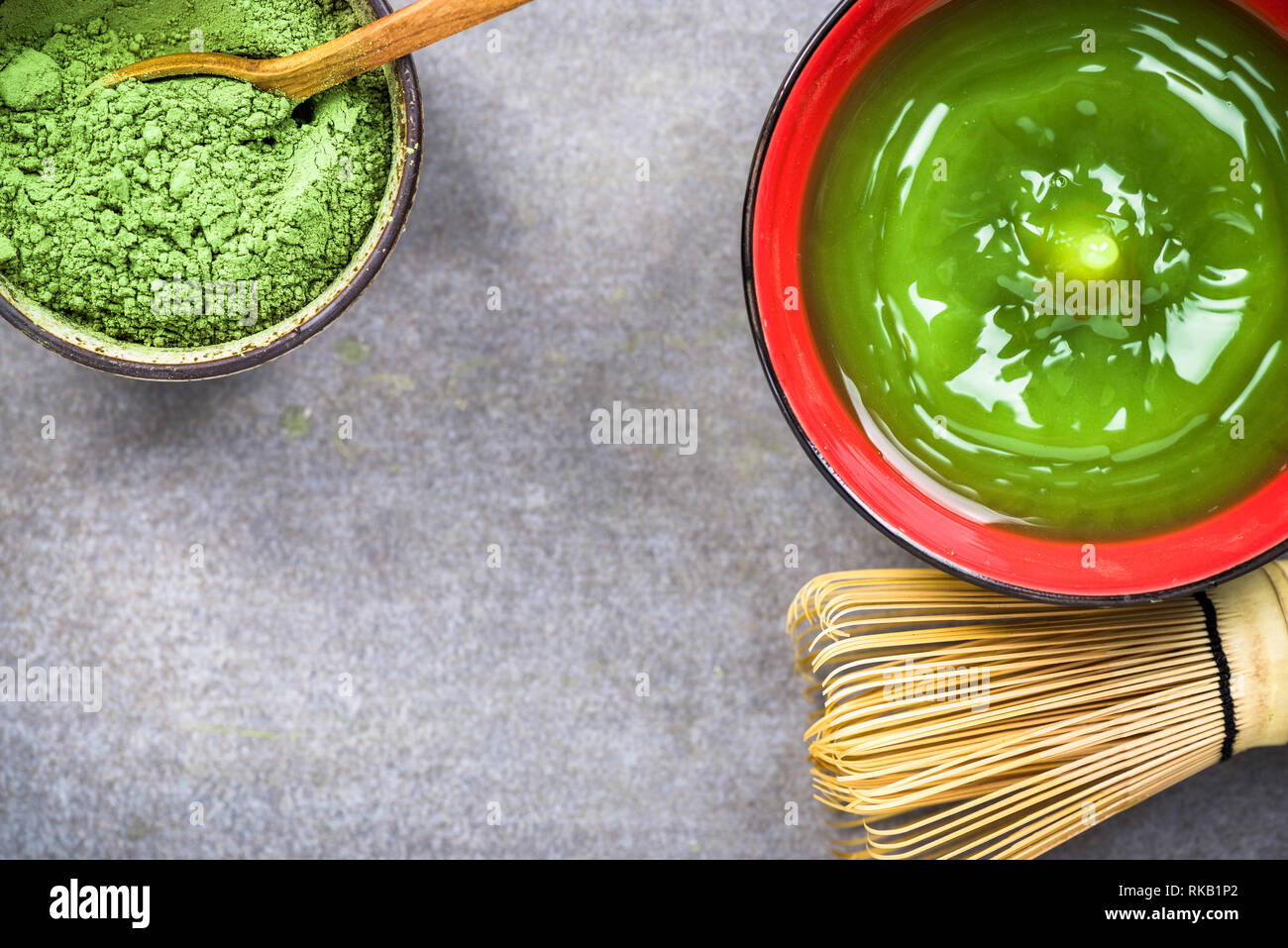 Matcha green tea , preparation ceremony Stock Photo Alamy