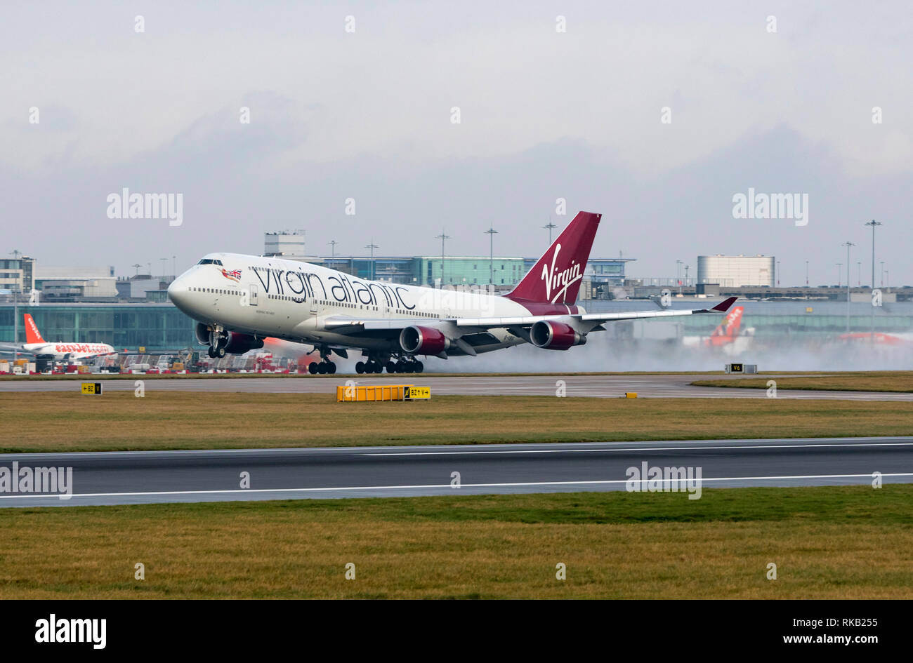 Virgin Alantic Boeing 747-400, G-VBIG, named Tinker Belle, takes off at ...