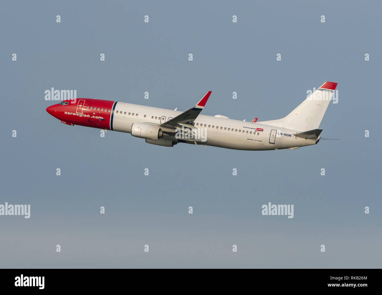 Norwegian Air Shuttle, Boeing 737-8JP, LN-NGN, takes off from Manchester Airport Stock Photo