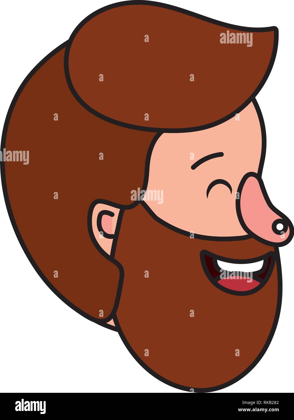 man face with beard cartoon vector illustration graphic design Stock ...