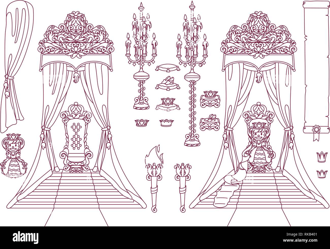 Vector Royal Chair Princess Throne Art Concept Stock Vector Art