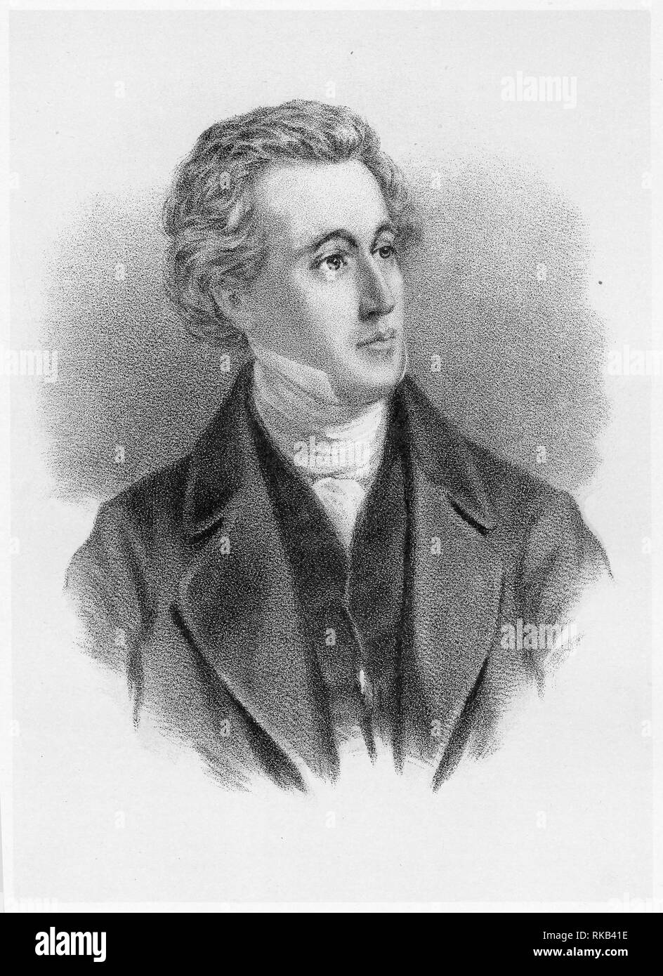 Engraving of John Banim (1798 – 1842), Irish novelist, short story writer, dramatist, poet and essayist. Stock Photo
