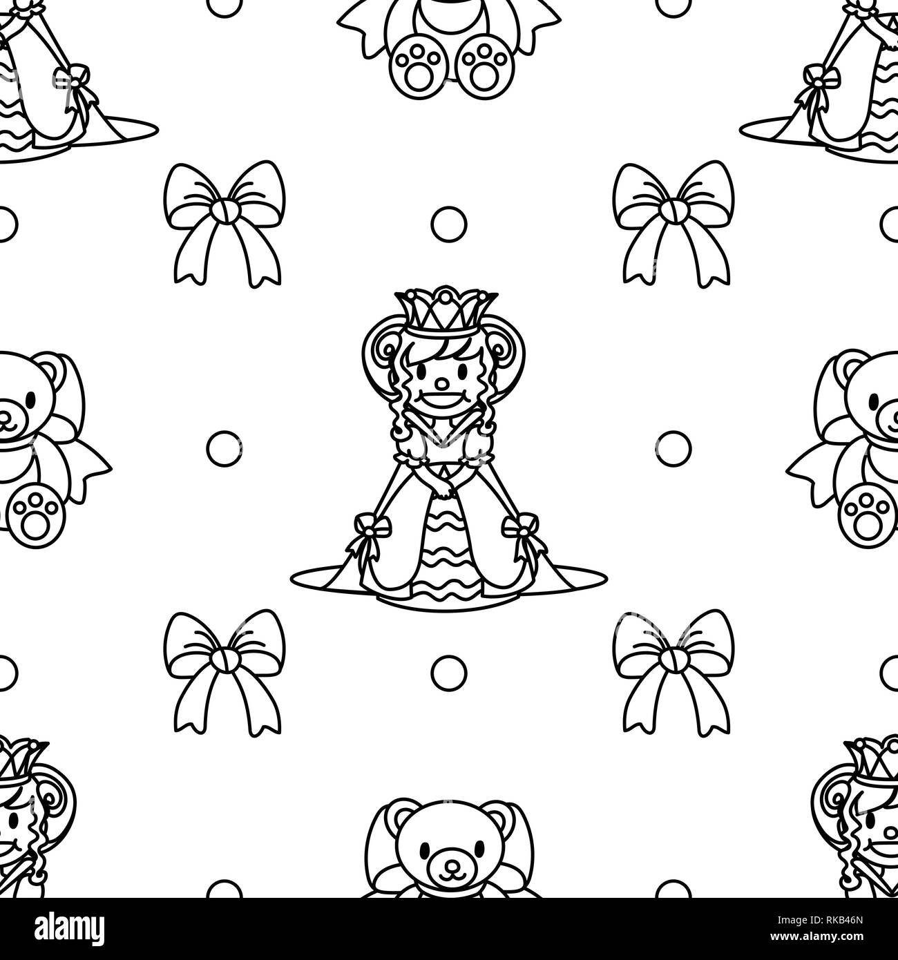 vector seamless pattern Little Princess paper art Stock Vector Image ...