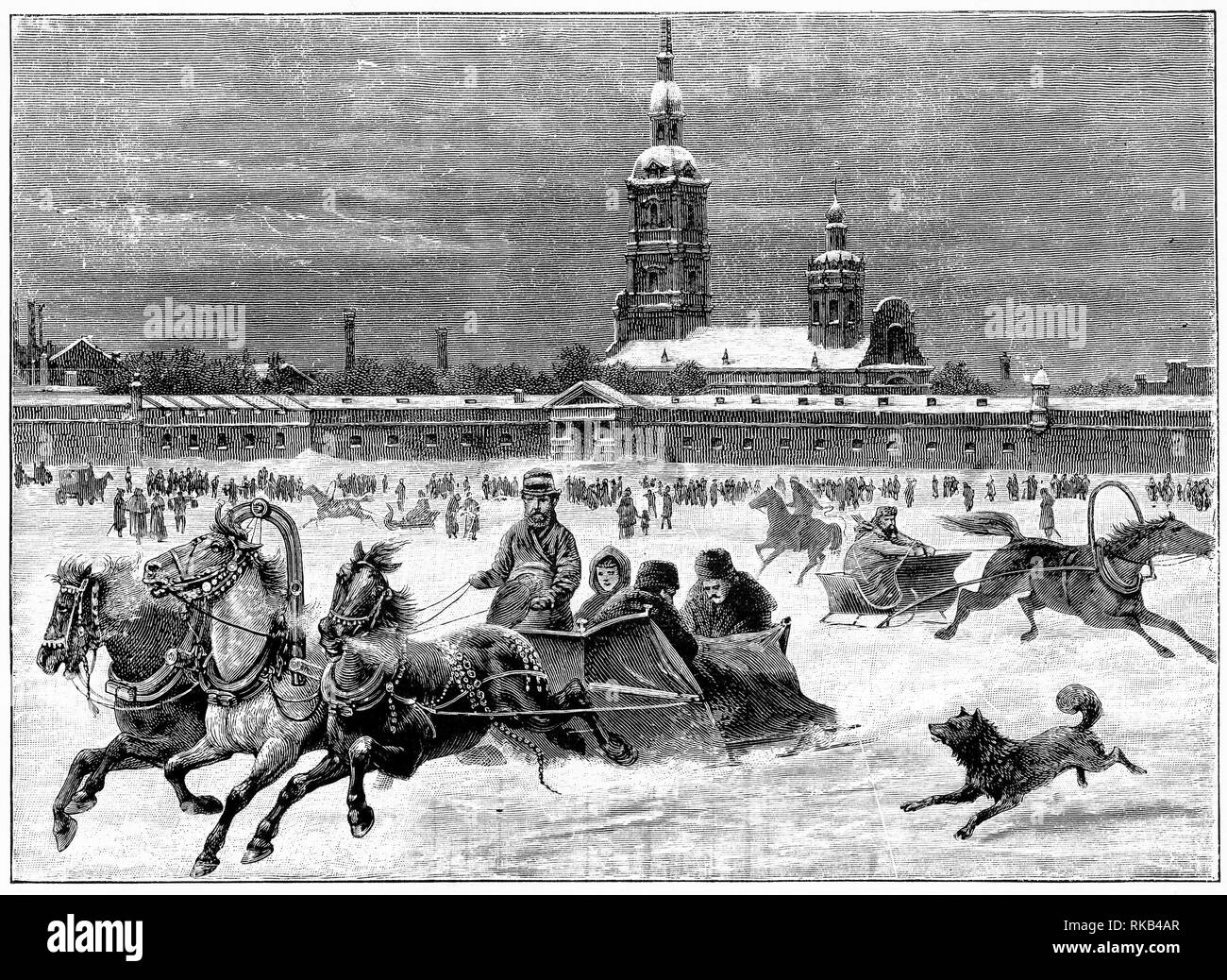 Engraving of the Fortress of St Peter and St Paul in St Petersburg