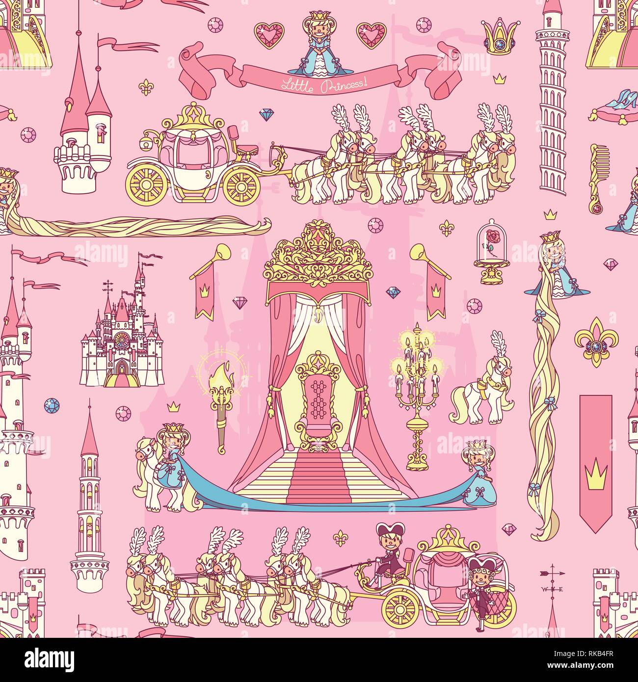 vector seamless pattern Little Princess paper art Stock Vector Image ...