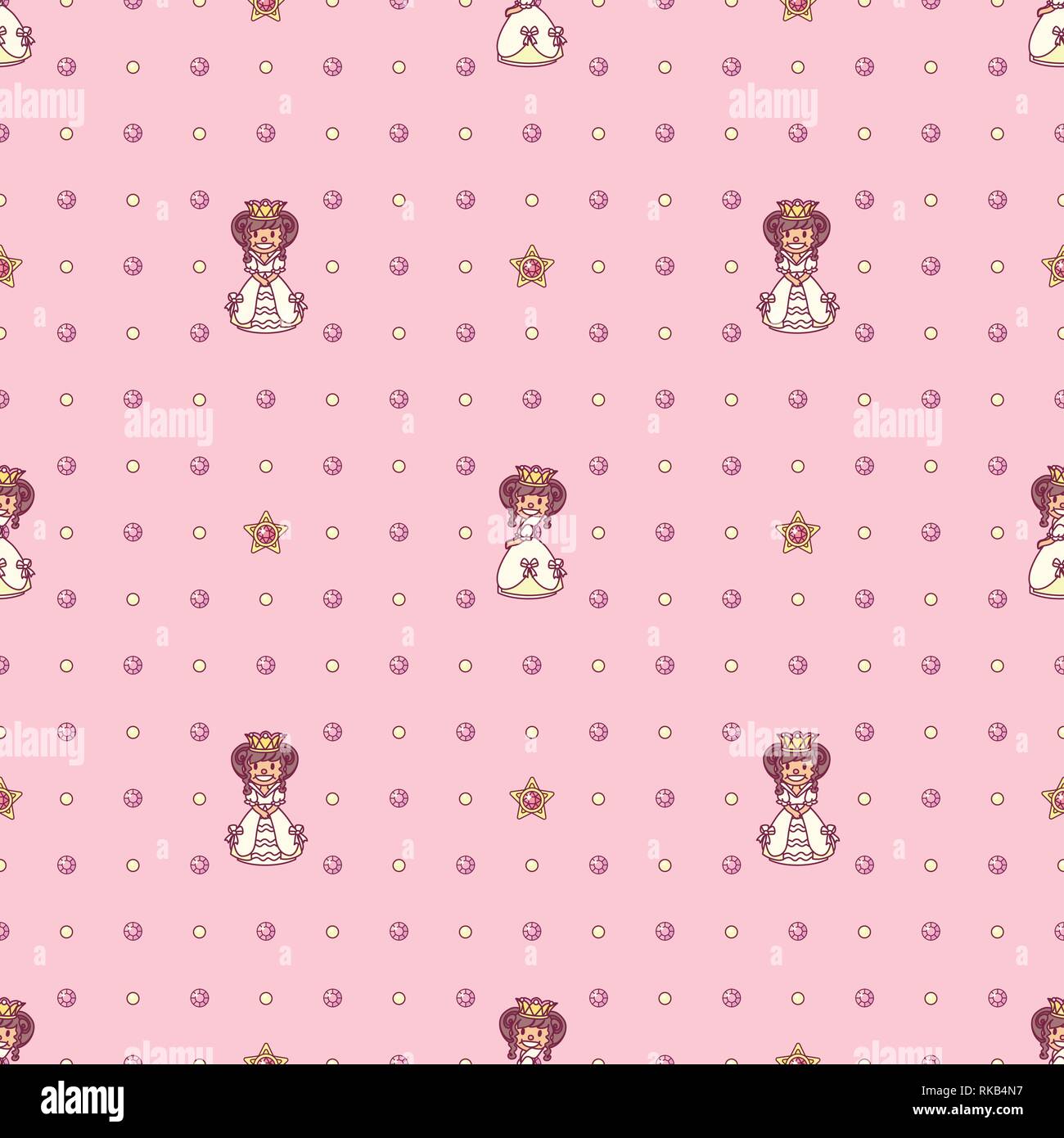 vector seamless pattern Little Princess paper art Stock Vector Image ...