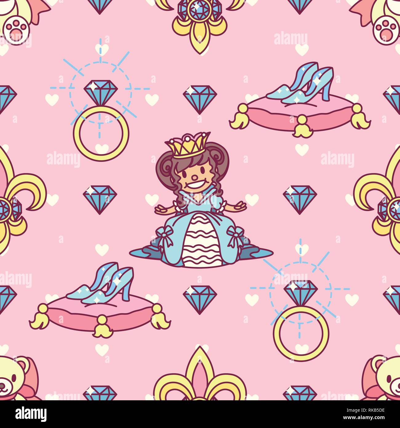 vector seamless pattern Little Princess paper art Stock Vector Image ...