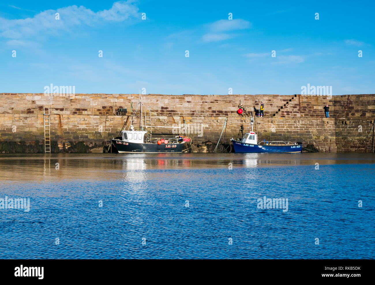 Fishing boats in Cove harbour, Berwickshire, Scottish Borders, Scotland, UK Stock Photo Alamy