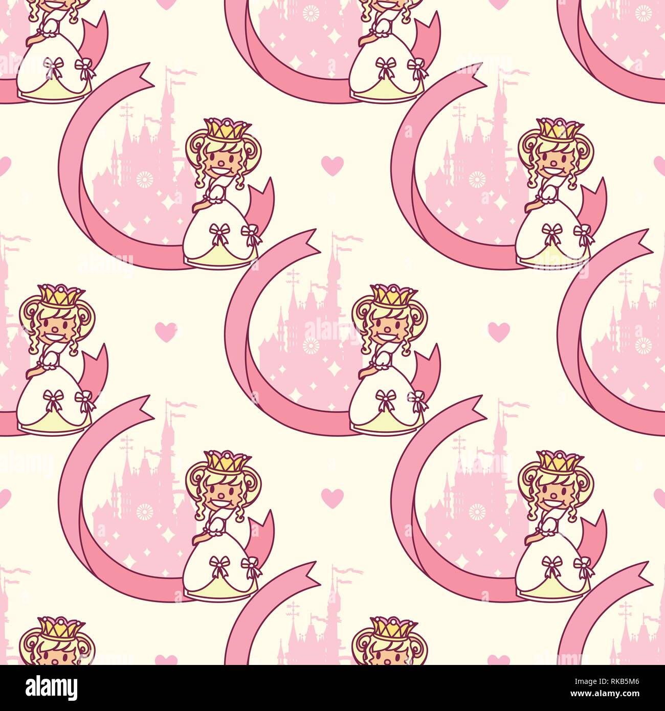 vector seamless pattern Little Princess paper art Stock Vector Image ...