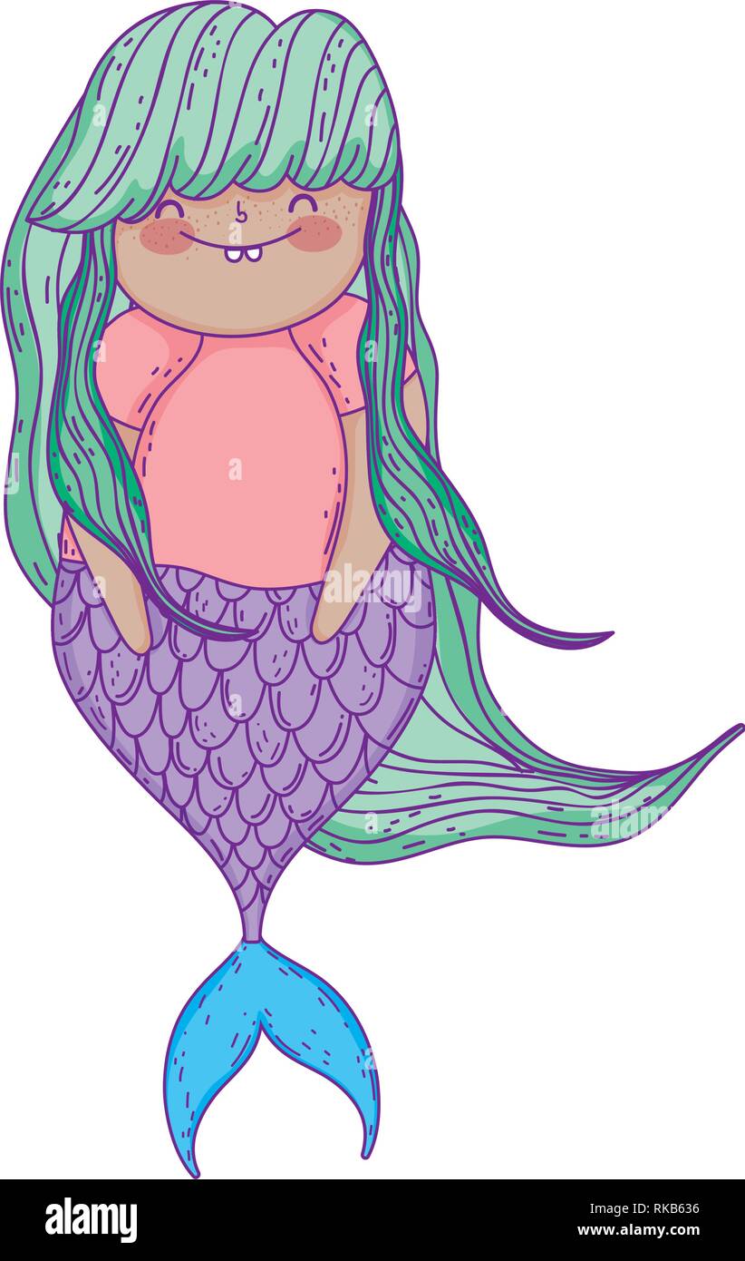 Beautiful Mermaid Fairytale Character Vector Illustration Design