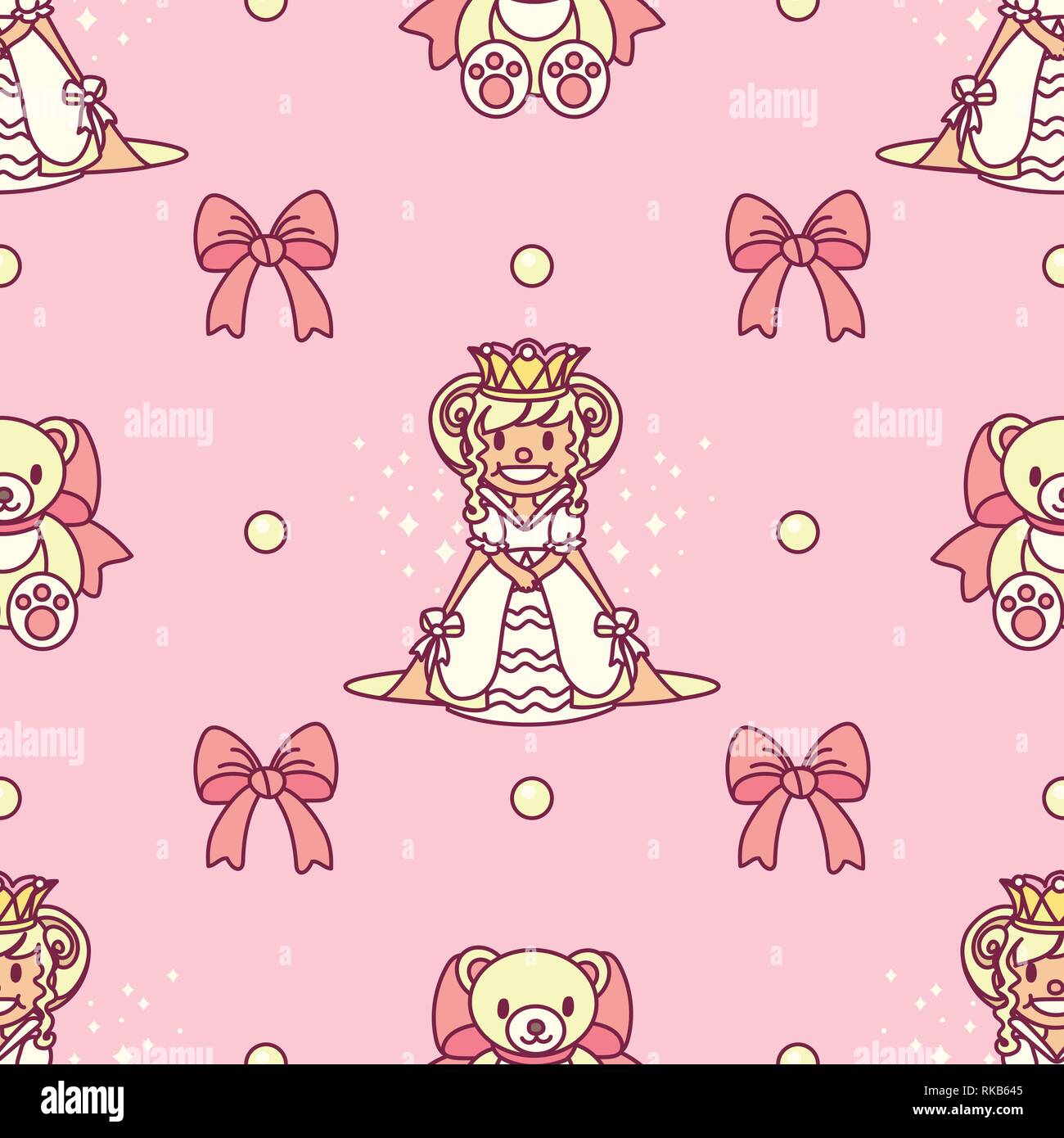 vector seamless pattern Little Princess paper art Stock Vector Image ...