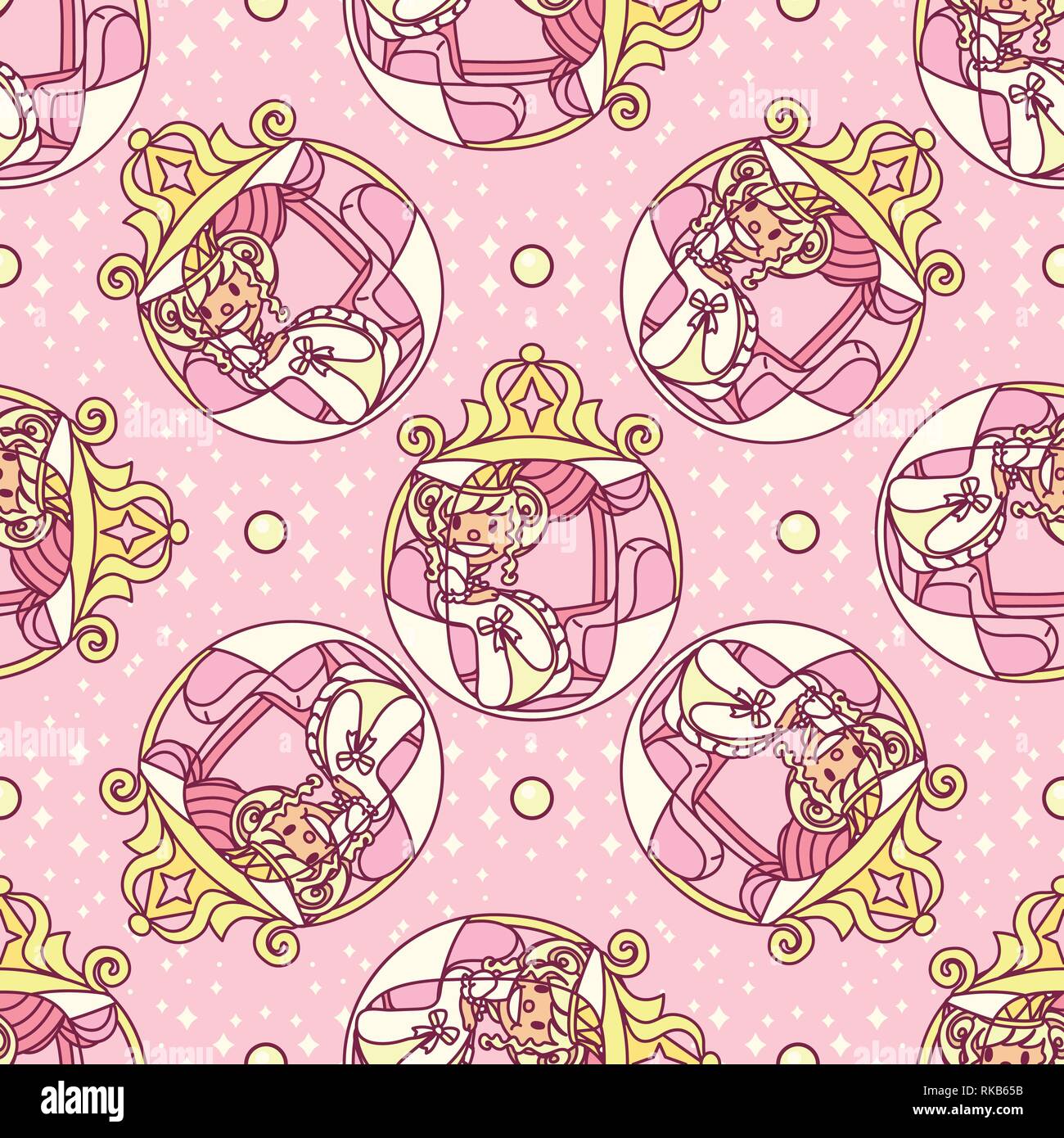 vector seamless pattern Little Princess paper art Stock Vector Image ...