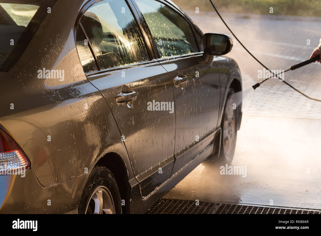 Contactless car wash self service. Washing the car in a car wash Stock