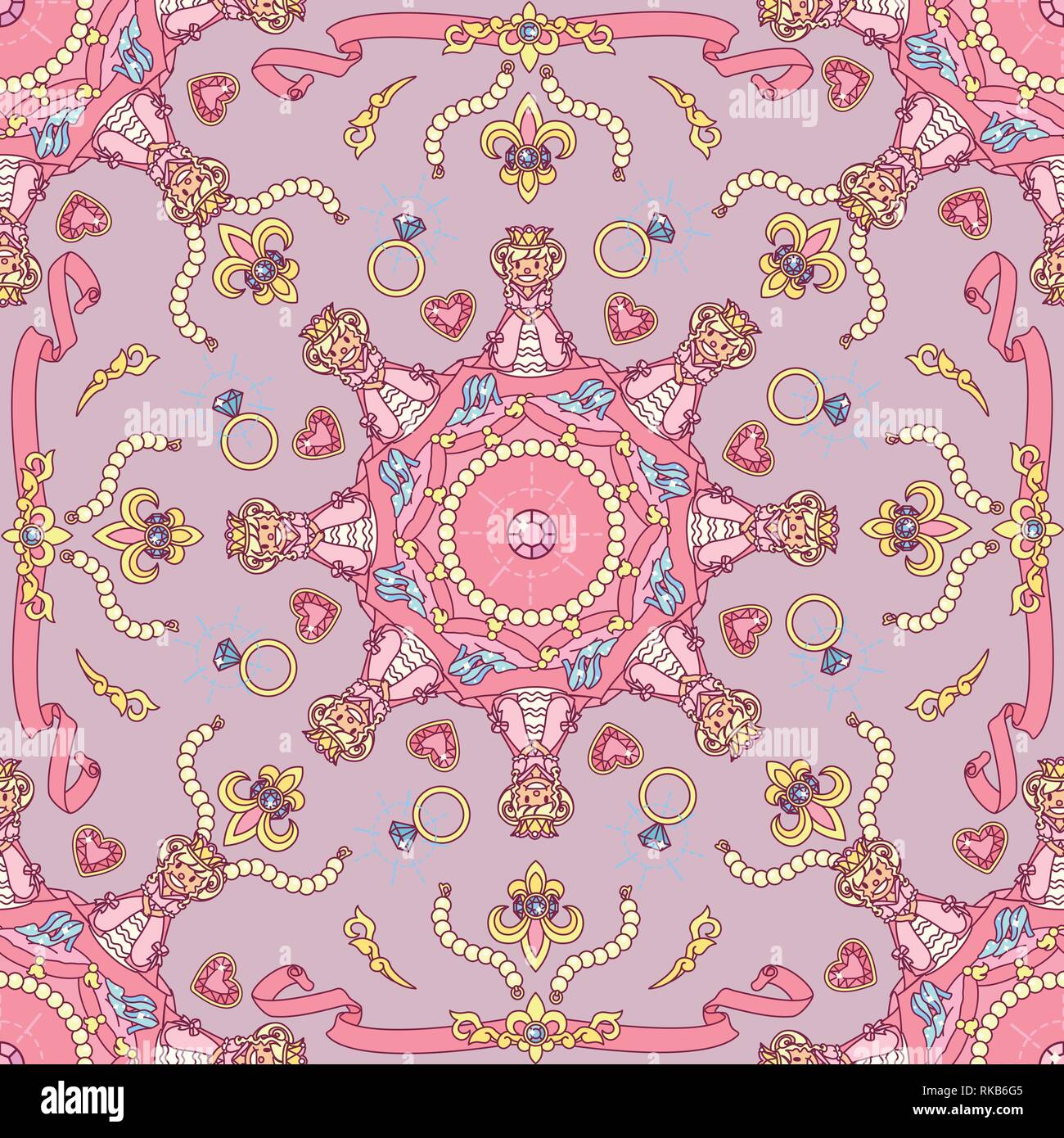 vector seamless pattern Little Princess paper art Stock Vector Image ...