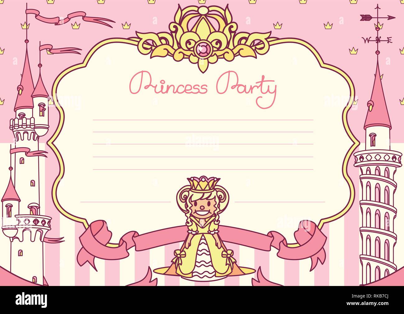 vector Princess party invitation template concept Stock Vector Image